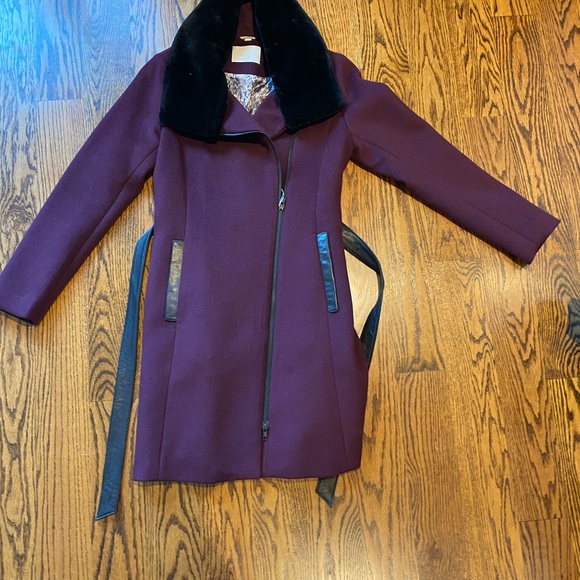 SOIA & KYO burgundy wool coat - Picture 6 of 6